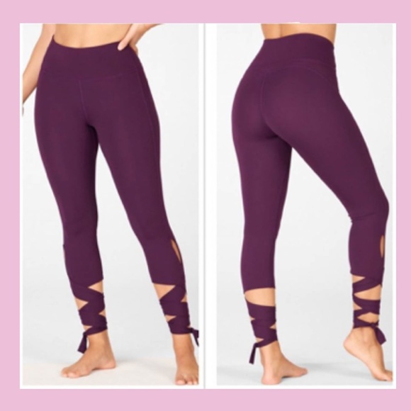 BRAND NEW with tags High-Waisted PureLux tie-up purple Flabletics leggings - Picture 1 of 7